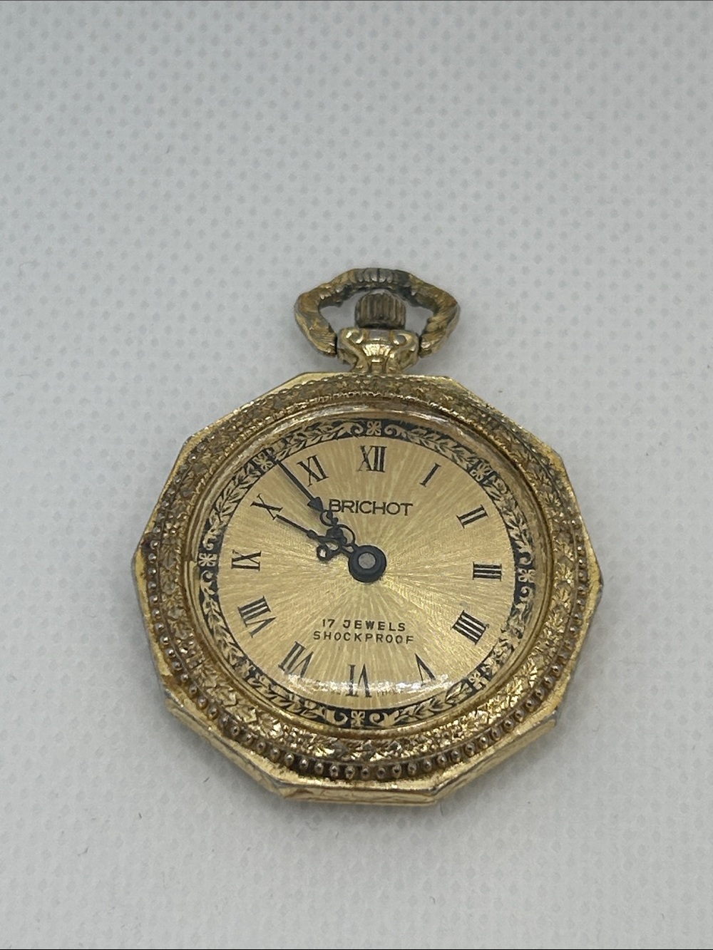 Vintage Brichot Gold-Tone 17-Jewel Octagonal Pendant Watch
